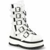 DEMONIA Slacker-160 Women's White 5 Strap Triangle Ring Goth Platform Booots Boots