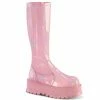 DEMONIA SLACKER-200 Women's Pink Hologram Festival Gothic 2" Platform Boots