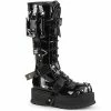 DEMONIA Slacker-260 Black Cargo Side Pocket Buckles Studs Goth Cyber 2" Boots