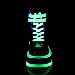 DEMONIA SLACKER-52 UV Iridescent Green Club Goth Punk Wedge Platform Boots