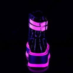 DEMONIA SLACKER-52 UV Iridescent Pink Club Goth Punk Wedge Platform Boots