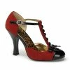 Bordello PINUP COUTURE Smitten-10 Suede Red T-Strap D'Orsay Retro Burlesque Pumps Heel