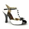 Bordello Heels PINUP COUTURE Smitten-10 2 Tone Patent T-Strap D'Orsay Retro Burlesque Pumps Heel