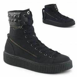 DEMONIA SNEEKER-270 Men's / Unisex Black Canvas Goth 1.5" Platform Sneaker Shoes