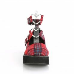 DEMONIA Sprite-02 Red Tartan Plaid Goth Heart Ring Platforms Mary Janes Heels