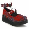 DEMONIA Sprite-02 Red Tartan Plaid Goth Heart Ring Platforms Mary Janes Heels