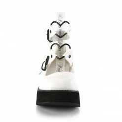 DEMONIA Sprite-02 White Vegan Leather Goth Heart Ring Platforms Mary Janes Heels