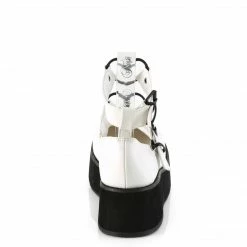 DEMONIA Sprite-02 White Vegan Leather Goth Heart Ring Platforms Mary Janes Heels