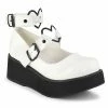 DEMONIA Sprite-02 White Vegan Leather Goth Heart Ring Platforms Mary Janes Heels