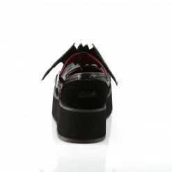 DEMONIA Sprite-09 Black Velvet Goth Removable Bat Buckle Platforms Mary Janes
