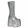 DEMONIA Stack-301G Glitter Men's Unisex Goth Punk Cyber 7" Platform Knee Boots
