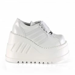Heels DEMONIA Stomp-08 Women's White Punk Cyber Wedge Platform Shoes Sneakers