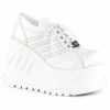 Heels DEMONIA Stomp-08 Women's White Punk Cyber Wedge Platform Shoes Sneakers