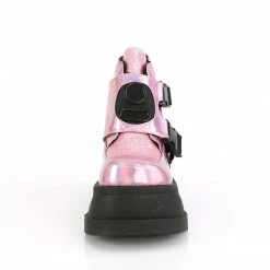 DEMONIA Stomp-15 Women's Pink Front Sheild Snap Buckles Ventilator Detail Boots