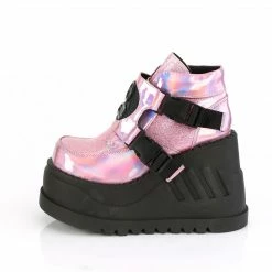 DEMONIA Stomp-15 Women's Pink Front Sheild Snap Buckles Ventilator Detail Boots