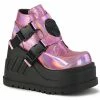 DEMONIA Stomp-15 Women's Pink Front Sheild Snap Buckles Ventilator Detail Boots