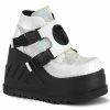 DEMONIA Stomp-15 Women's White Front Sheild Snap Buckles Ventilator Detail Boots