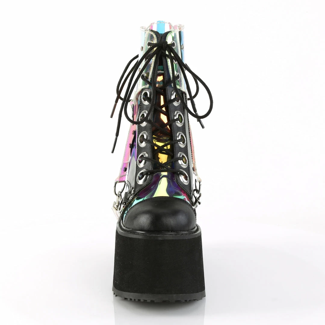 DEMONIA Swing-115 Black Removable Magic Mirror PVC Bondage Strap Goth Ankle Boot Boots