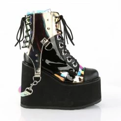 DEMONIA Swing-115 Black Removable Magic Mirror PVC Bondage Strap Goth Ankle Boot Boots