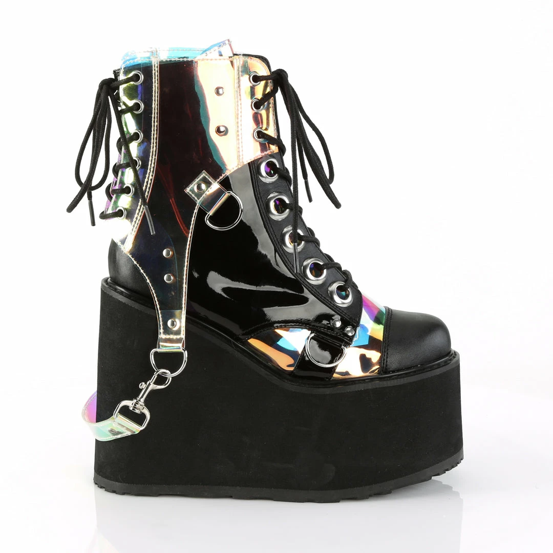 DEMONIA Swing-115 Black Removable Magic Mirror PVC Bondage Strap Goth Ankle Boot Boots