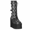 DEMONIA Swing-220 Black Vegan Leather Goth Cyber 5.5" Platforms Mid Calf Boots