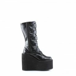 DEMONIA Swing-220 Black Vegan Leather Goth Cyber 5.5