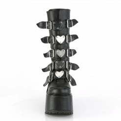 DEMONIA Swing-230 Women's Black Goth Heart Plates Platforms Boots