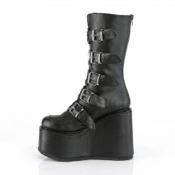 DEMONIA Swing-230 Women's Black Goth Heart Plates Platforms Boots