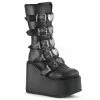 DEMONIA Swing-230 Women's Black Goth Heart Plates Platforms Boots