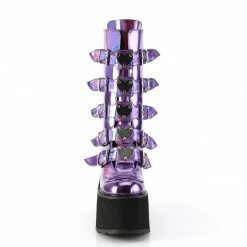 DEMONIA Swing-230 Women's Purple Hologram Goth Heart Plates Platforms Boots