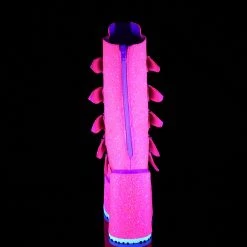 DEMONIA Swing-230G Pink Glitter Heart Plates Festival Club Platform Boots