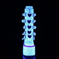DEMONIA Swing-230G White Multi Glitter Heart Plates Festival Club Platform Boots