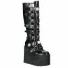 DEMONIA Swing-815 Faux Leather Goth Cyber Metal Plate Buckle 5.5" Platform Boots