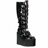 DEMONIA Swing-815 Patent Goth Cyber Metal Plates Buckles 5.5" Platform Boots