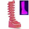 DEMONIA Swing-815UV Pink Glitter UV Reactive Boots