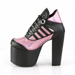 DISCONTINUED DEMONIA Torment-216 Hologram Spider Web Zig Zag Goth Platform Boots