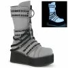 DEMONIA Trashville-138 Mens Grey Reflective Unisex Chain Studs Goth Boots Mens/Unisex