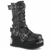DEMONIA Trashville-250 Mens Unisex Wrap Around Straps Buckles Goth Knee Boots
