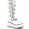 DEMONIA Trashville-518 Mens White Vegan Leather Unisex Goth 5 Buckle Knee Boots