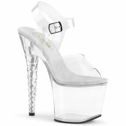 PLEASER Unicorn-708 Clear Ankle Strap Stripper Pole Dancer Platforms 7" Heels