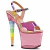 PLEASER Unicorn-711T Pink Blue Green TPU Tinted Stripper Pole Dancer 7" Heels