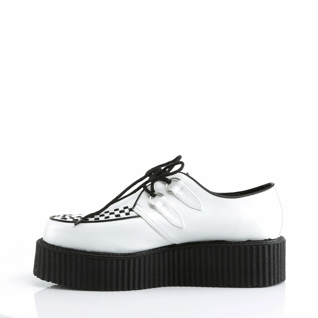 DEMONIA V-Creeper-502 White Goth Punk Rockabilly Mens Unisex 2" Platform Shoes
