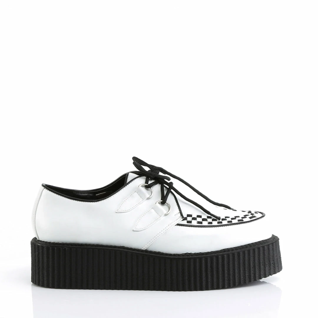 DEMONIA V-Creeper-502 White Goth Punk Rockabilly Mens Unisex 2" Platform Shoes