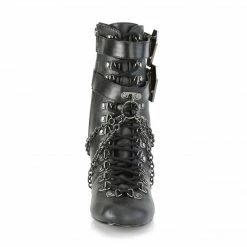 A Shoe Addiction DEMONIA VIVIKA-128 Black Vegan Leather Chains Coffin Goth Vampire 3" Boots