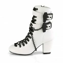 A Shoe Addiction DEMONIA VIVIKA-128 White Vegan Leather Chains Coffin Goth Vampire 3