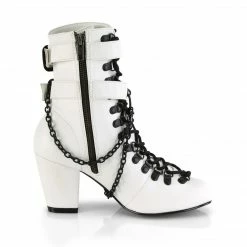 A Shoe Addiction DEMONIA VIVIKA-128 White Vegan Leather Chains Coffin Goth Vampire 3
