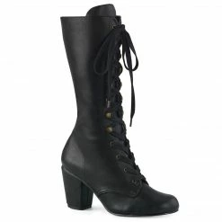 A Shoe Addiction DEMONIA VIVIKA-205 Faux Leather Goth Costume Vampire Steampunk Granny 3" Boots
