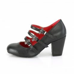A Shoe Addiction DEMONIA Vivika-38 Black Goth 3 Bat Buckles Maryjanes 3
