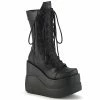 DEMONIA Void-118 Women's Black Goth Cyber Tiered Platform Boots