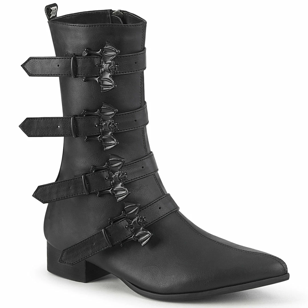 DEMONIA Warlock-110-B Men's Unisex Bat Buckle Winklepicker Costume Boots